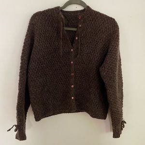 Handmade Wool Cardigan in Chocolate Brown, S/M